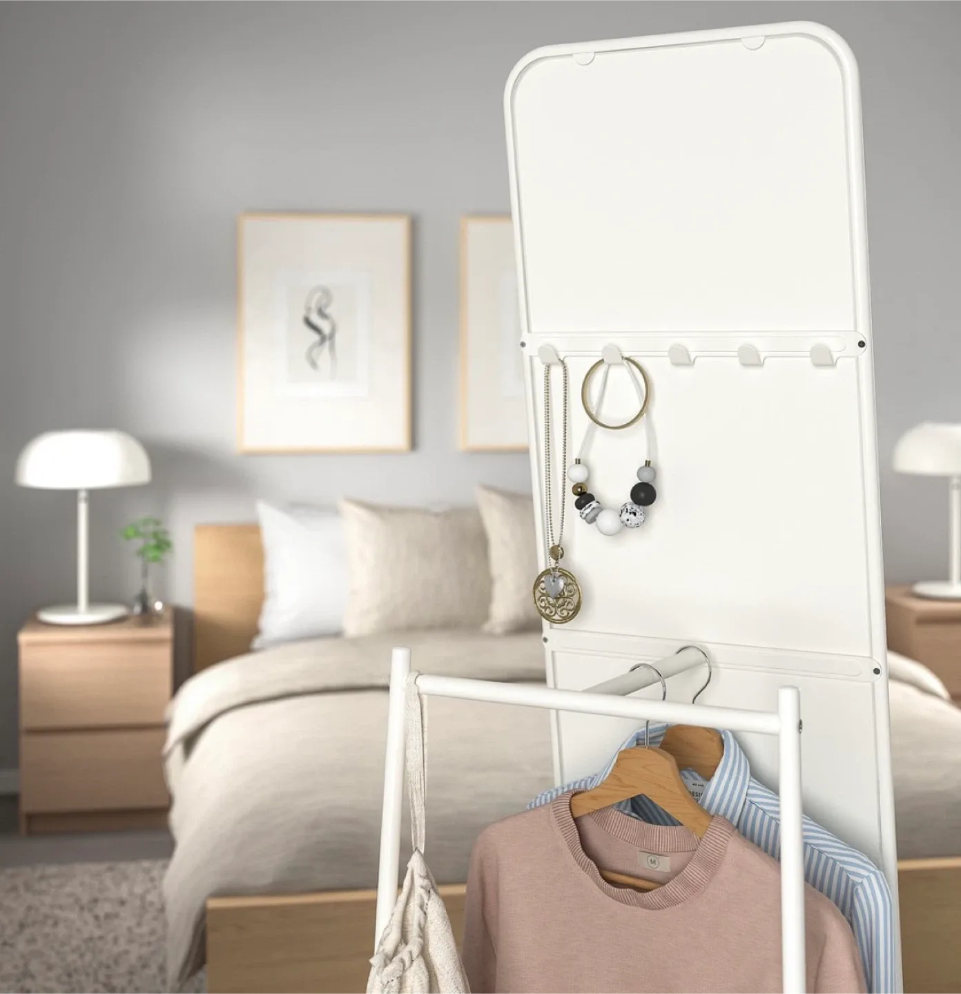 IKEA KNAPPER Standing Mirror - White image indicator(2)