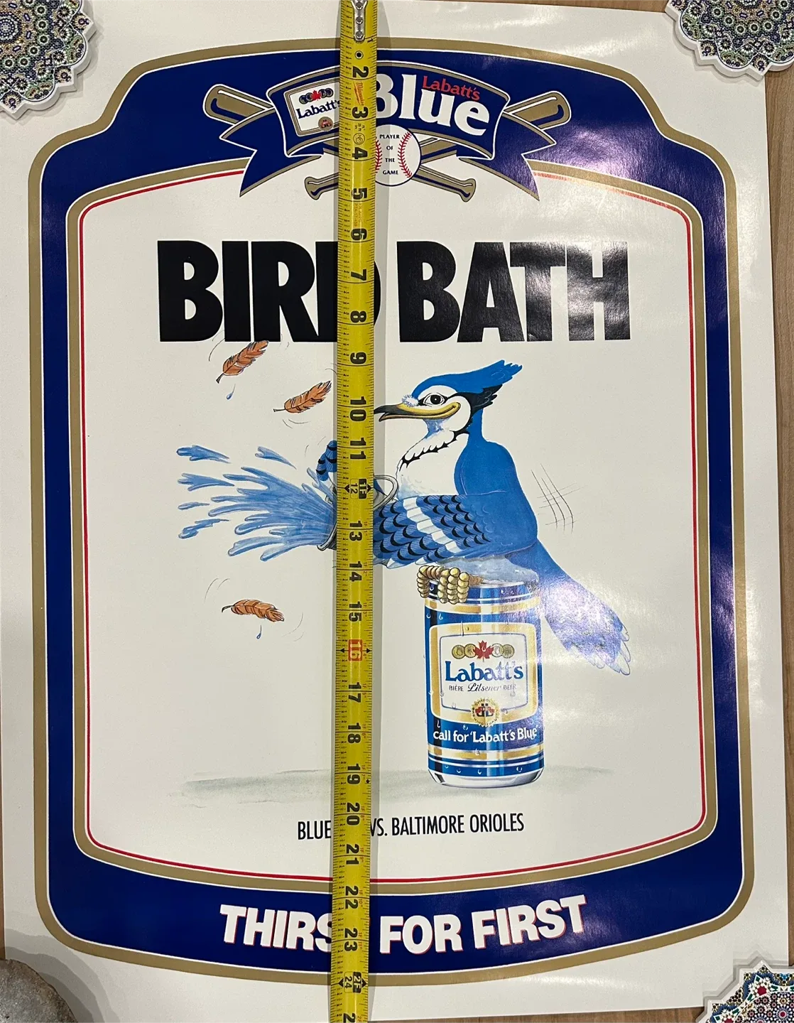 1988 Vintage Labatt's Blue Jays 'Bird Bath' Promo Poster image indicator(2)