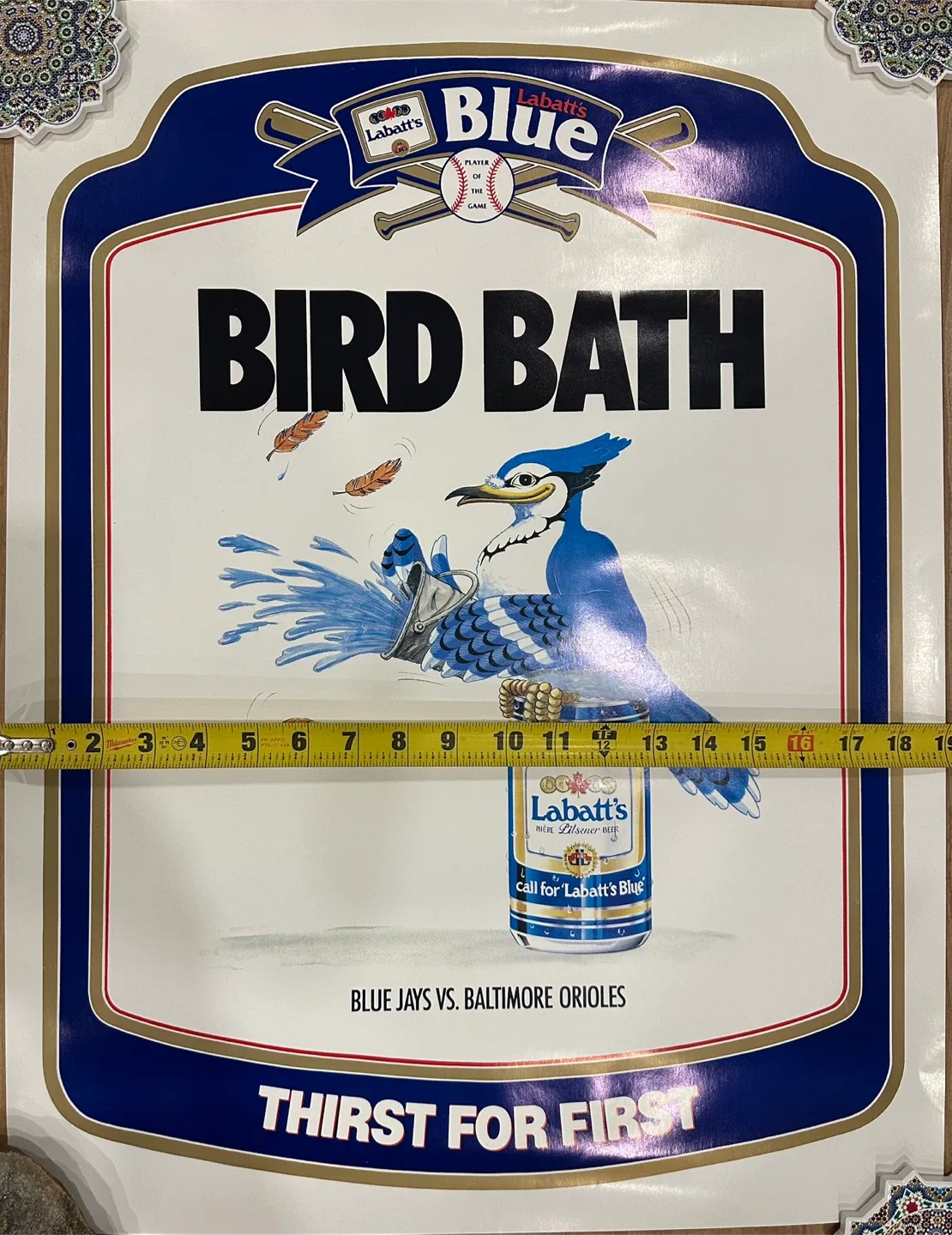 1988 Vintage Labatt's Blue Jays 'Bird Bath' Promo Poster image indicator(3)