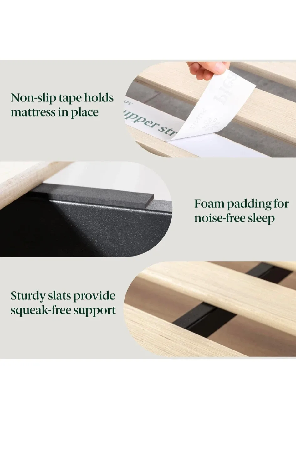 Queen Size Bed Frame with Headboard and Bamboo Wooden Slats image indicator(3)