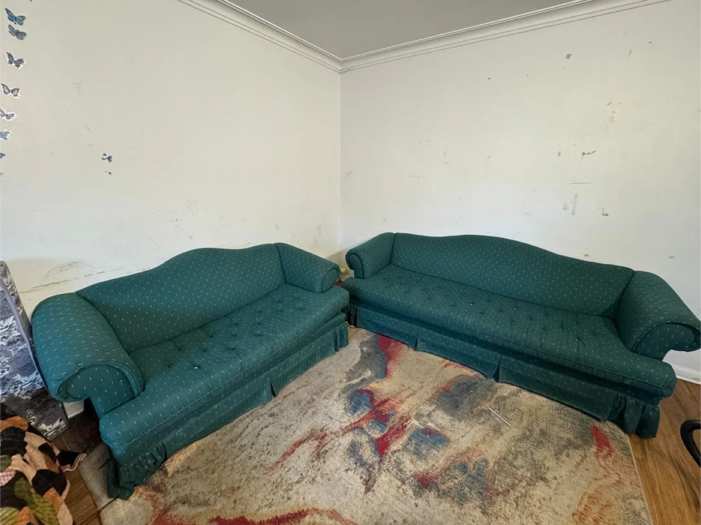 Green Tufted Sofa Set