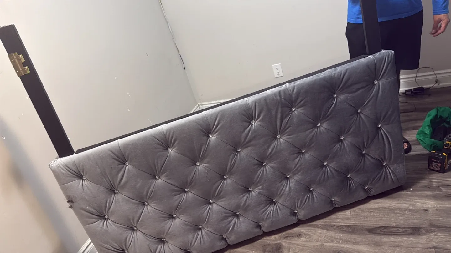 Grey Tufted Headboard bed frame