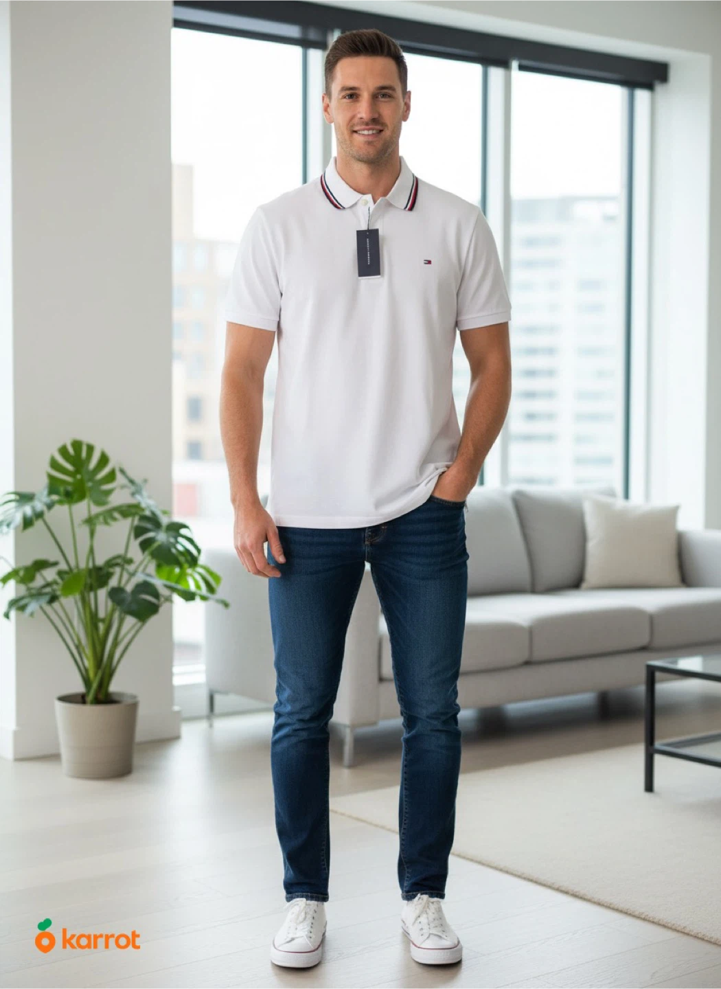 Tommy Hilfiger White Polo Shirt - XXL