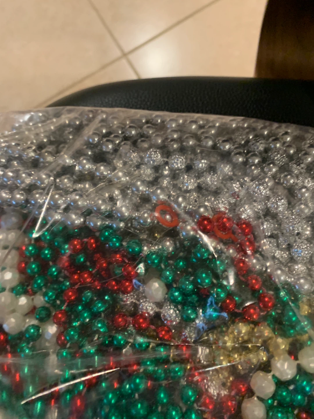 Christmas Bead Garland - Red, Green, Silver - photo 2