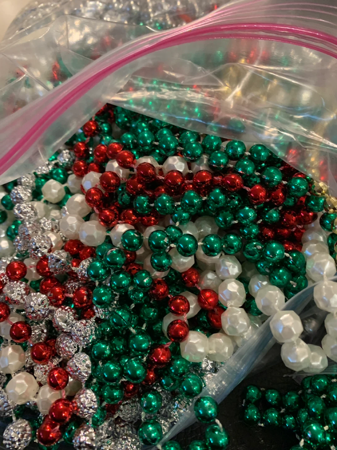 Christmas Bead Garland - Red, Green, Silver