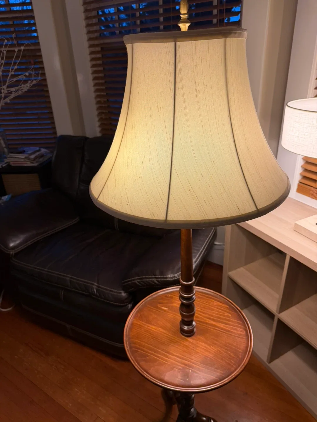 Vintage Wood Lamp with Table