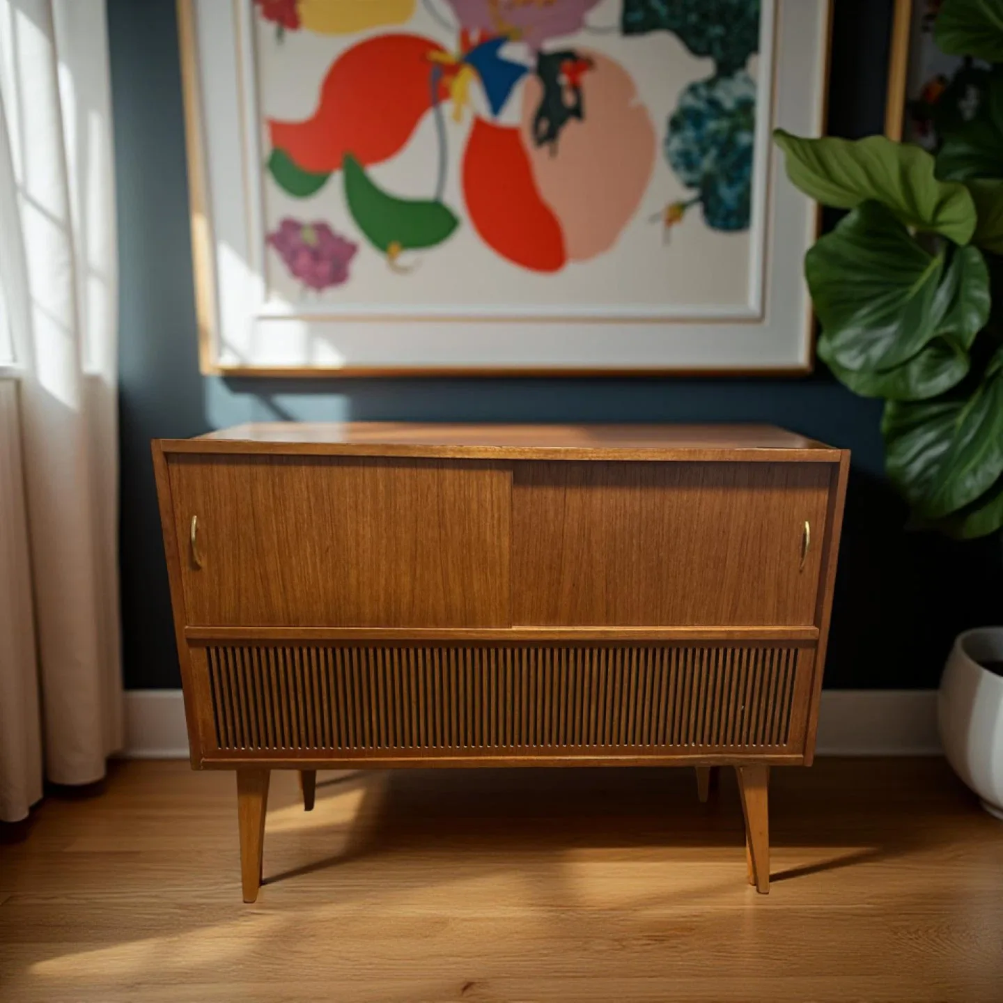 MCM Teak  German Console stereo with record player