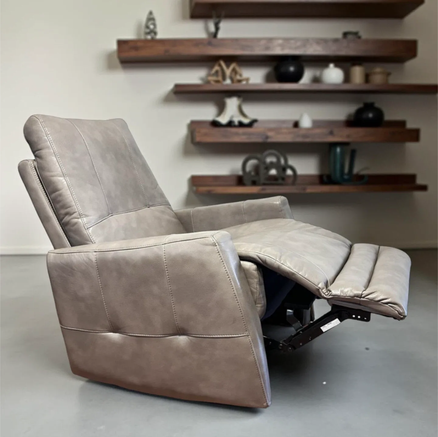 Grey Leather Swivel, Recline, Rocker