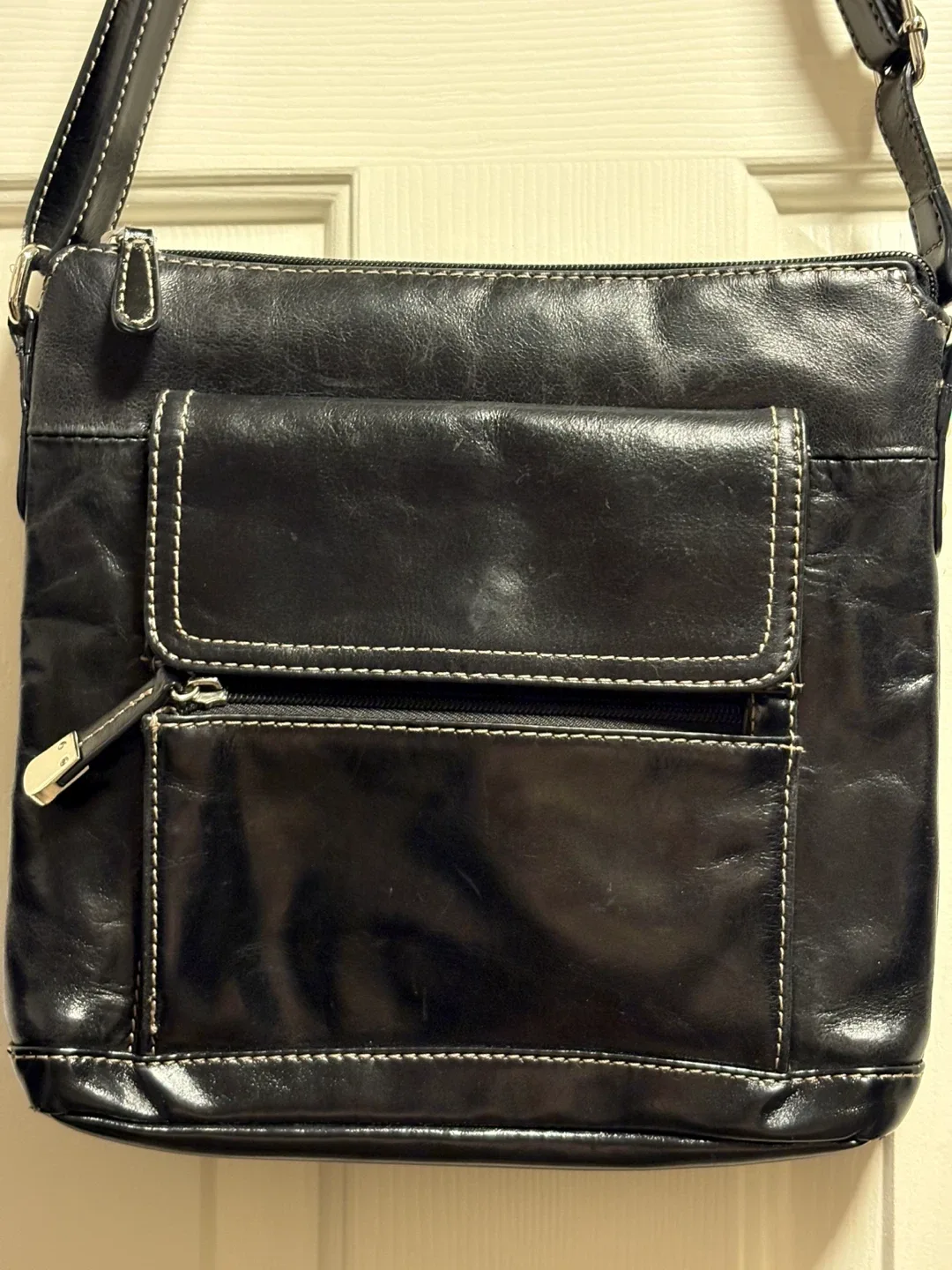 Gianni Bernini Black Leather Crossbody Bag