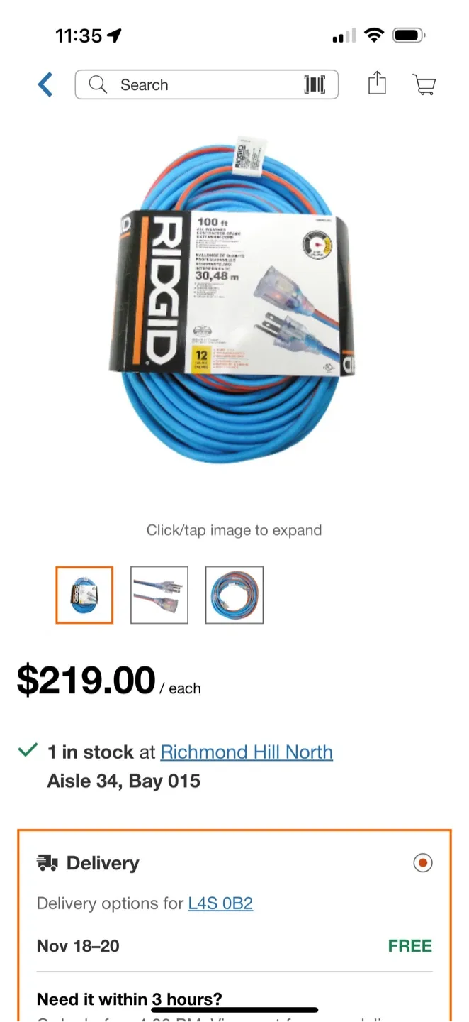 Ridgid 100 ft. 12/3 Extension Cord image indicator(2)