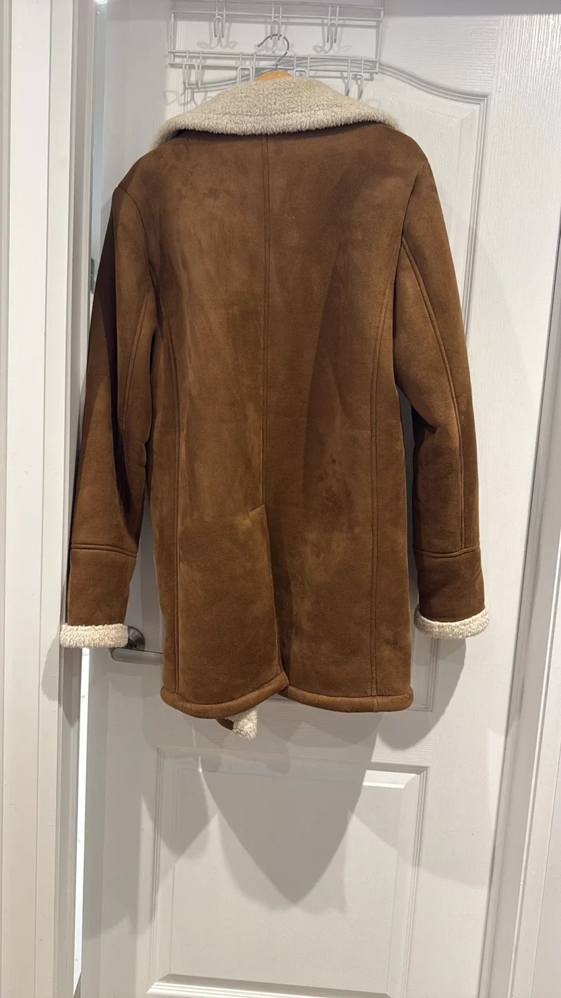 LE31 Simons Brown Sherpa-Lined Coat Size 40 image indicator(3)