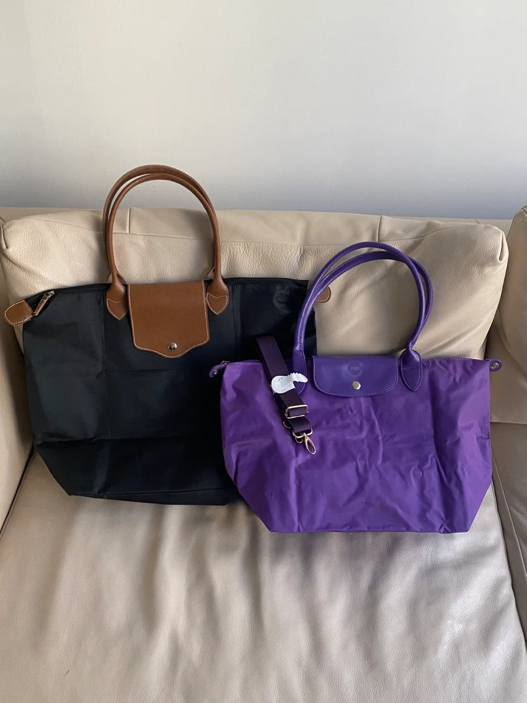 " Longchamp like "Tote Bags - Black & Purple image indicator(2)