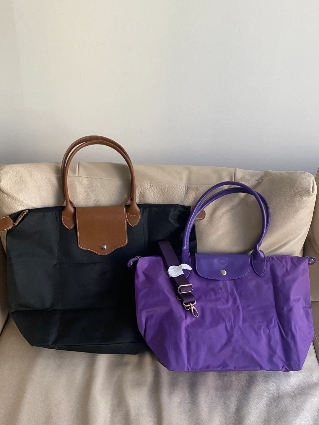 " Longchamp like "Tote Bags - Black & Purple image indicator(3)