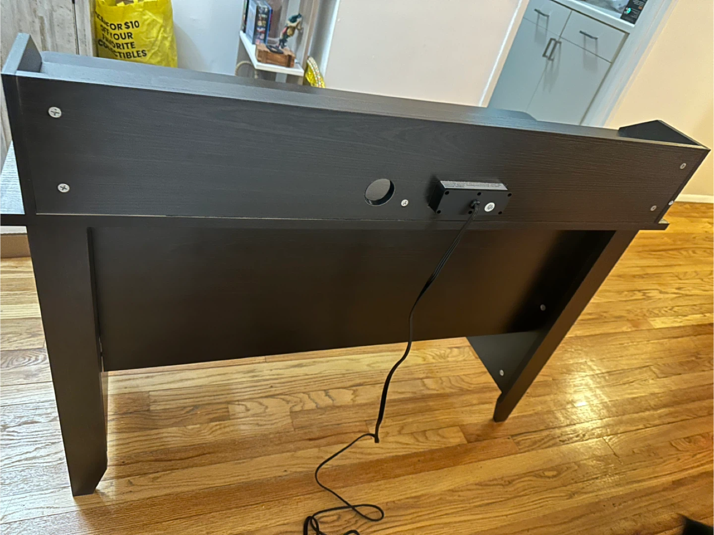 Black Wood Desk w/ outlets & storage - photo 4