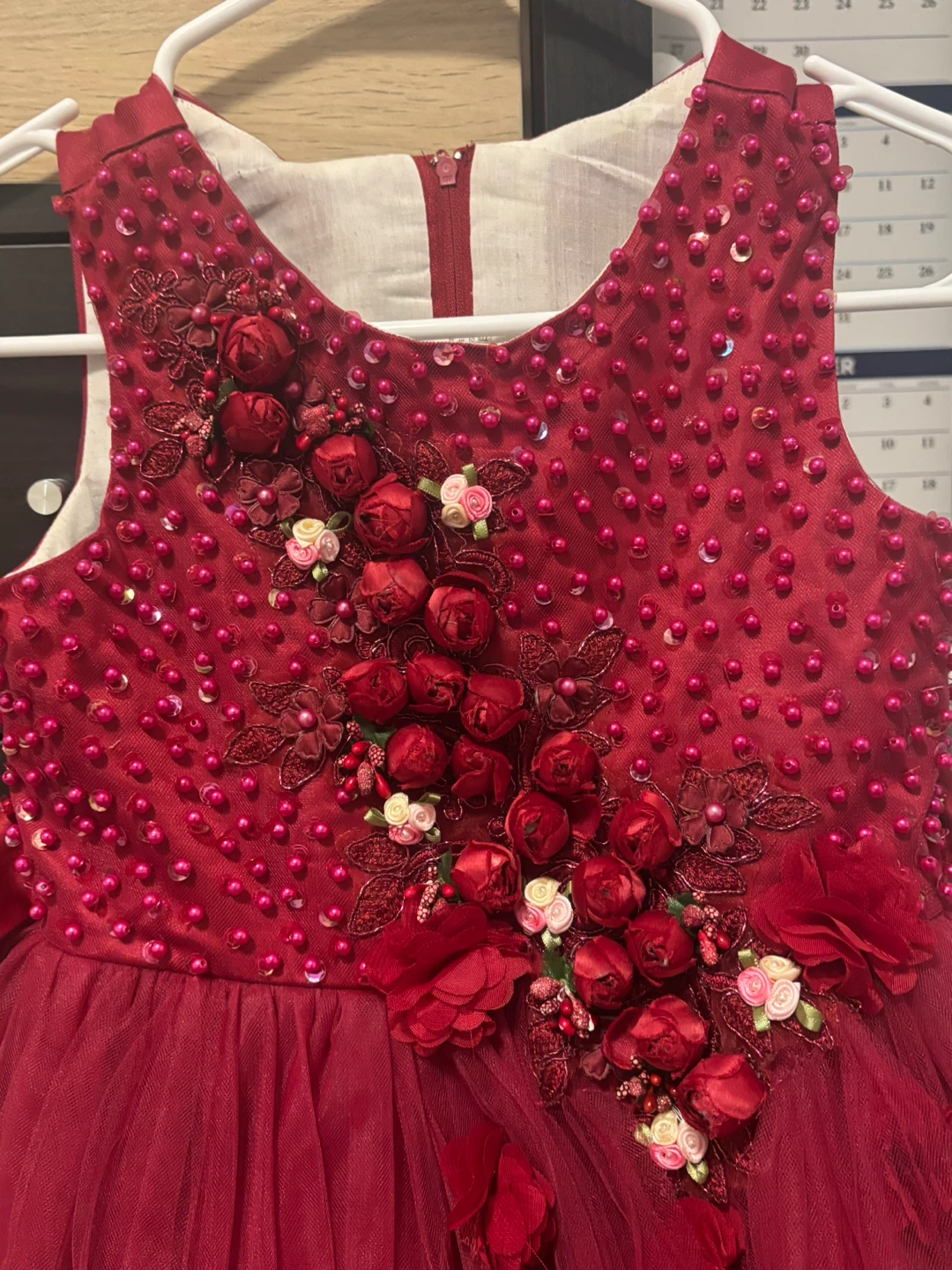 Red Flower Girl Dress