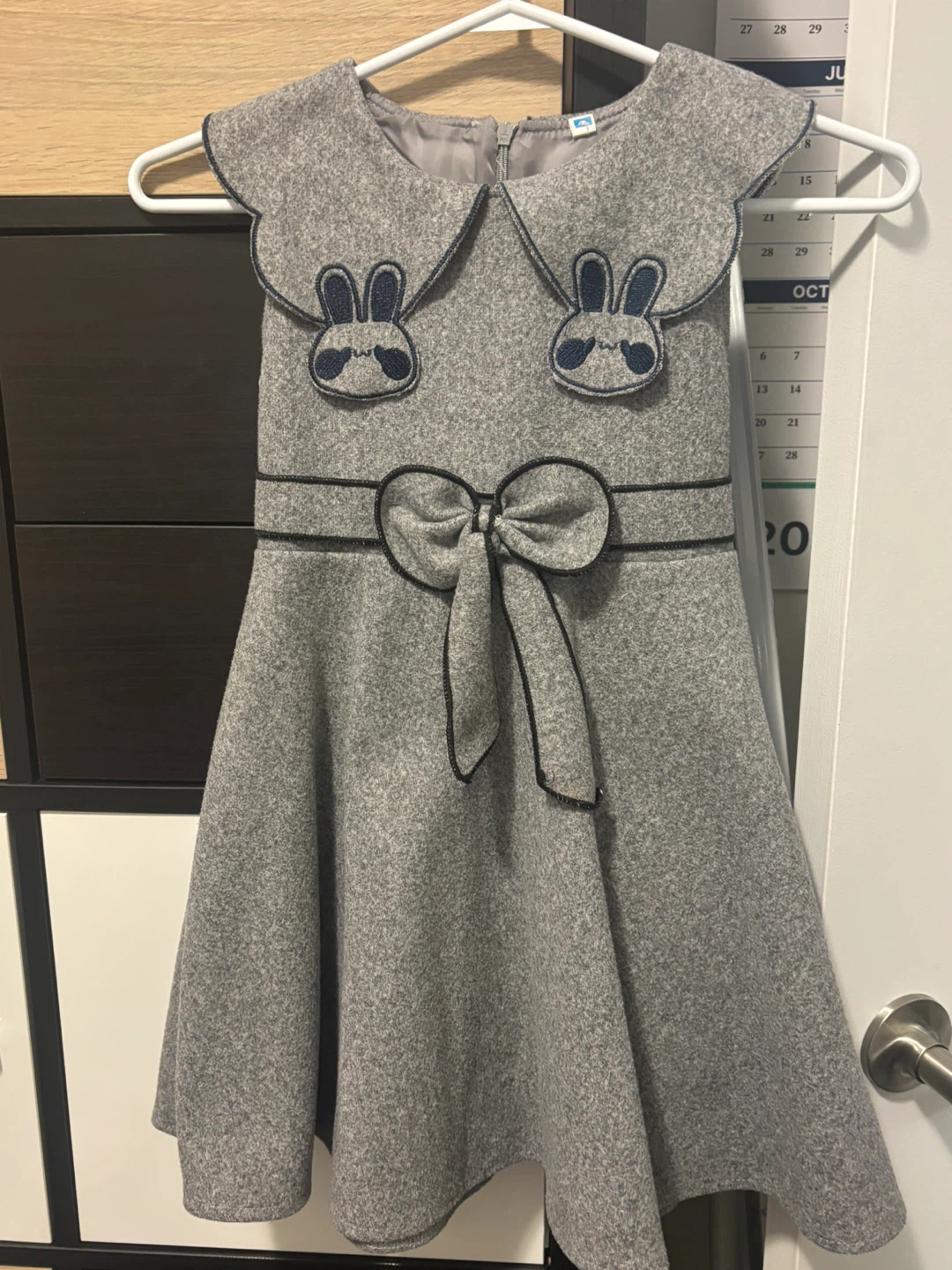 Grey Girls Dress with Bunny Details