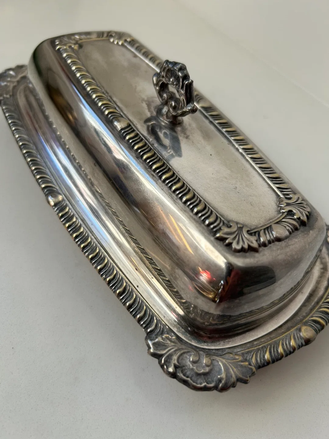 Vintage Silver Plated Butter Dish with Lid