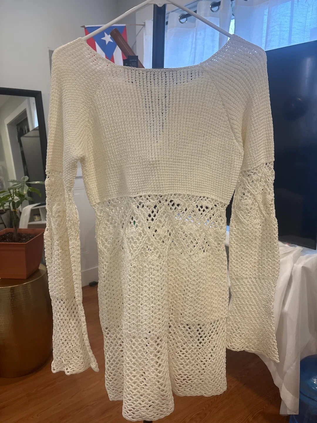 New York & Company White Crochet Dress - Size M image indicator(7)