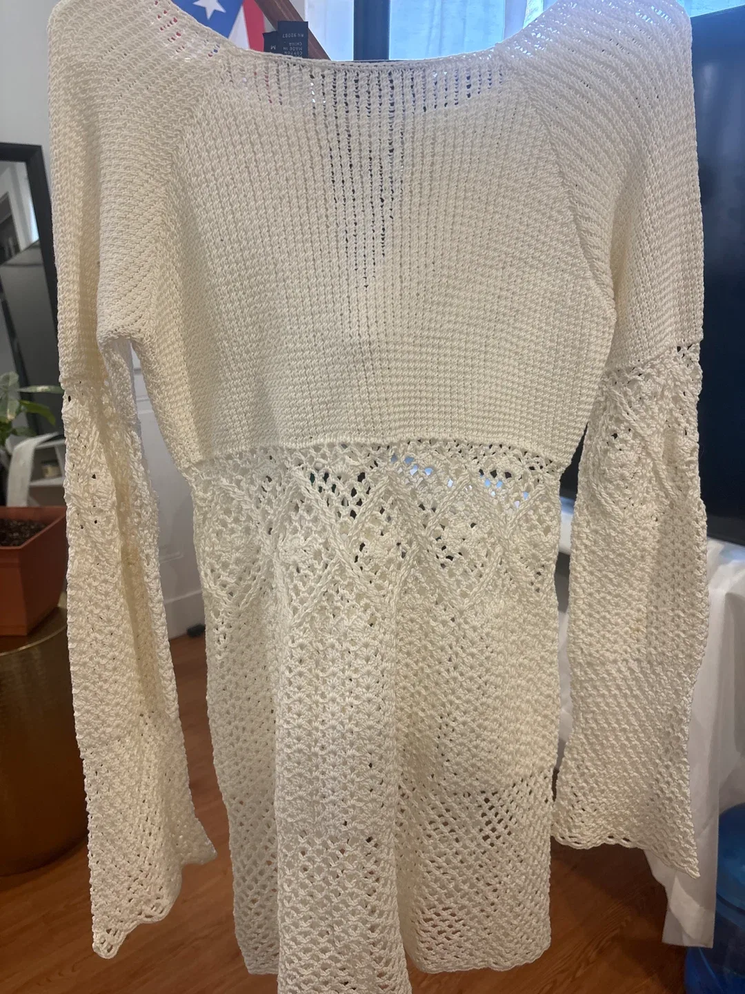 New York & Company White Crochet Dress - Size M image indicator(5)