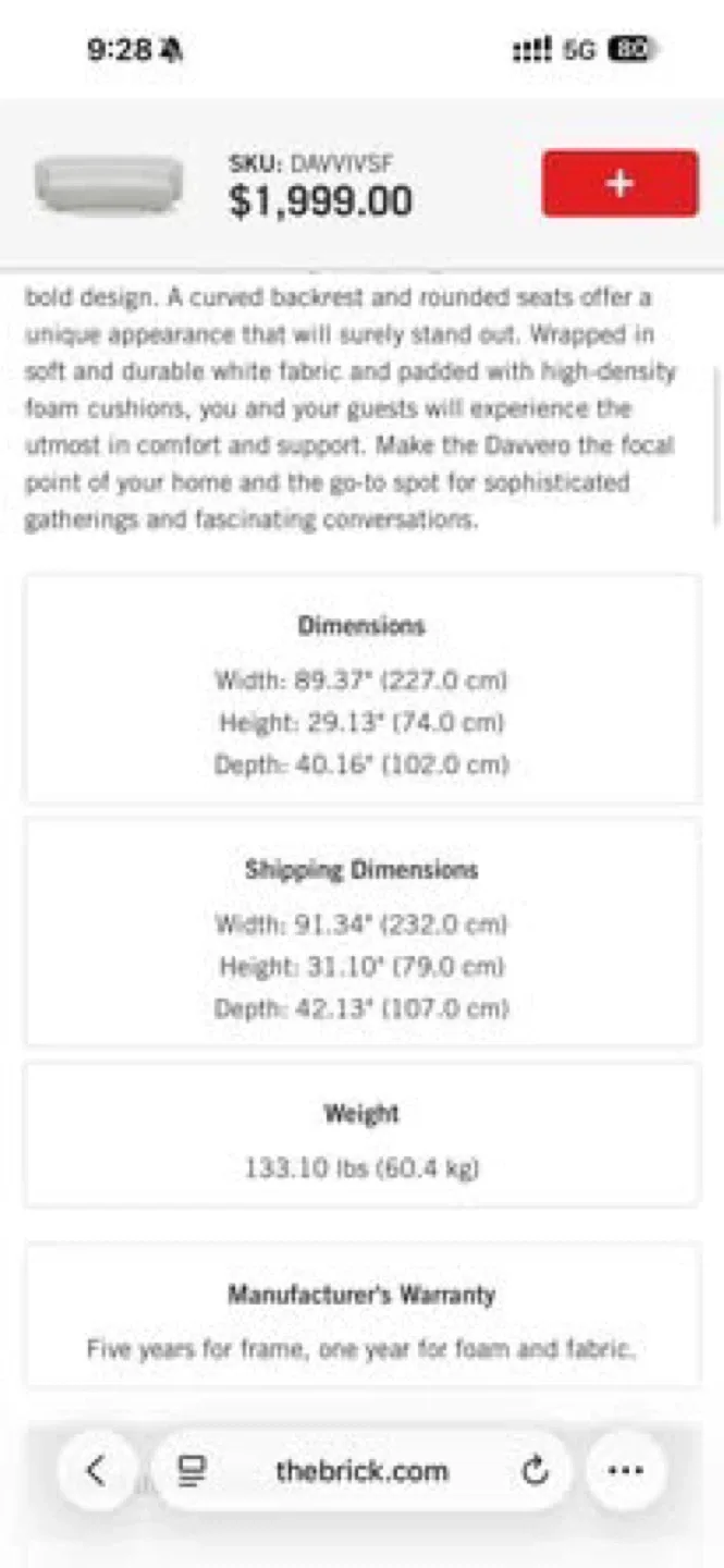 Daverro Ivory Sofa - The Brick image indicator(3)