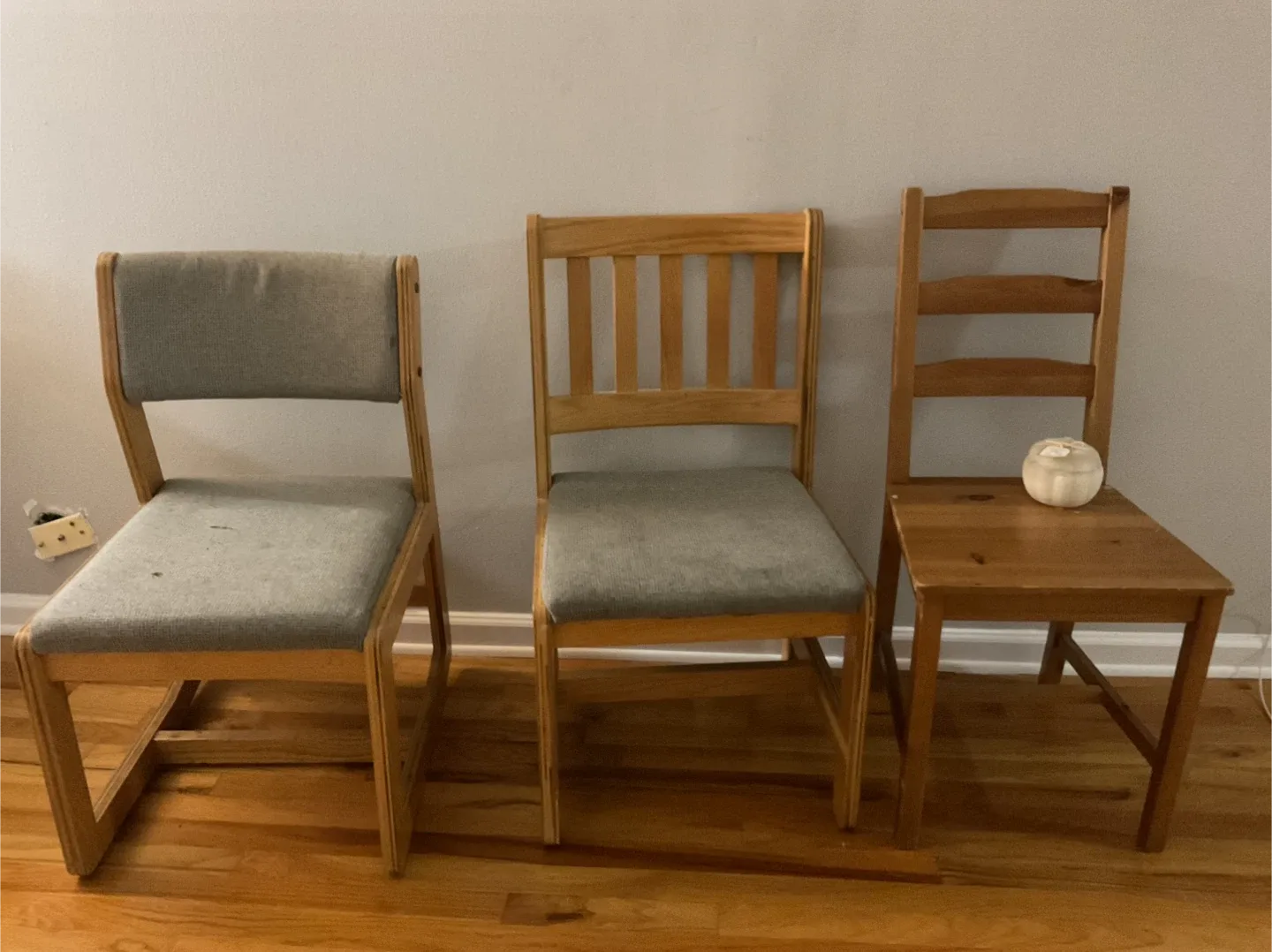 Set of 3 Wooden Chairs