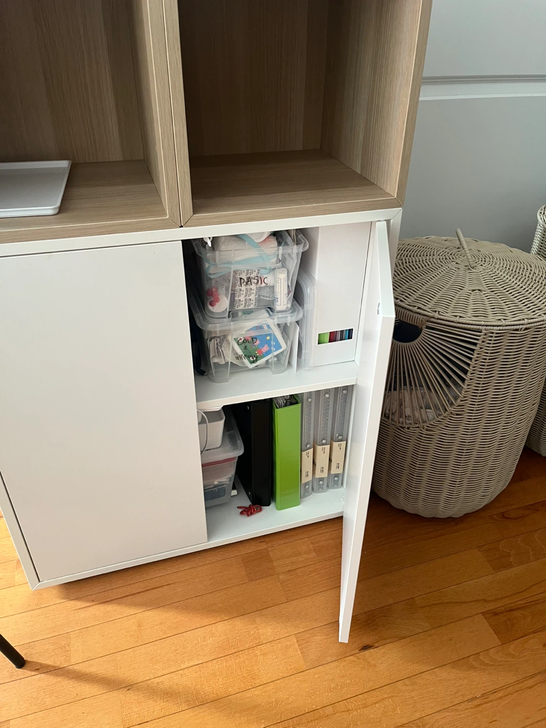 White & Wood Cabinet with Storage - photo 5