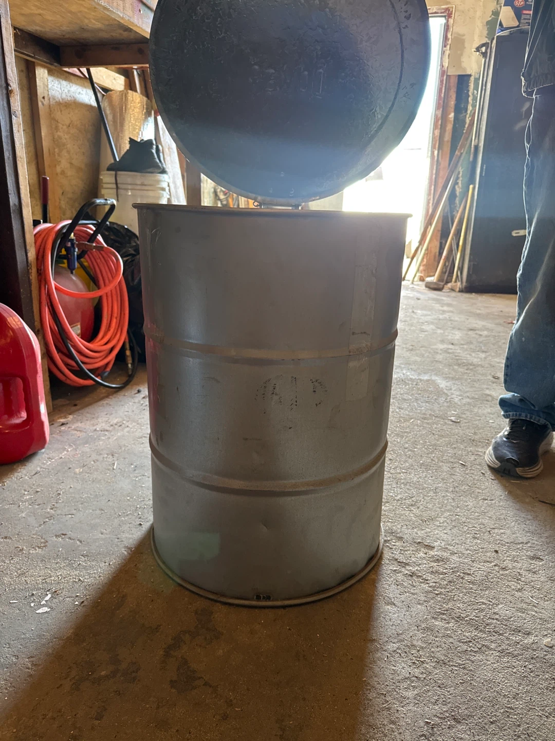 Vintage Galvanized Steel Trash Can - photo 2