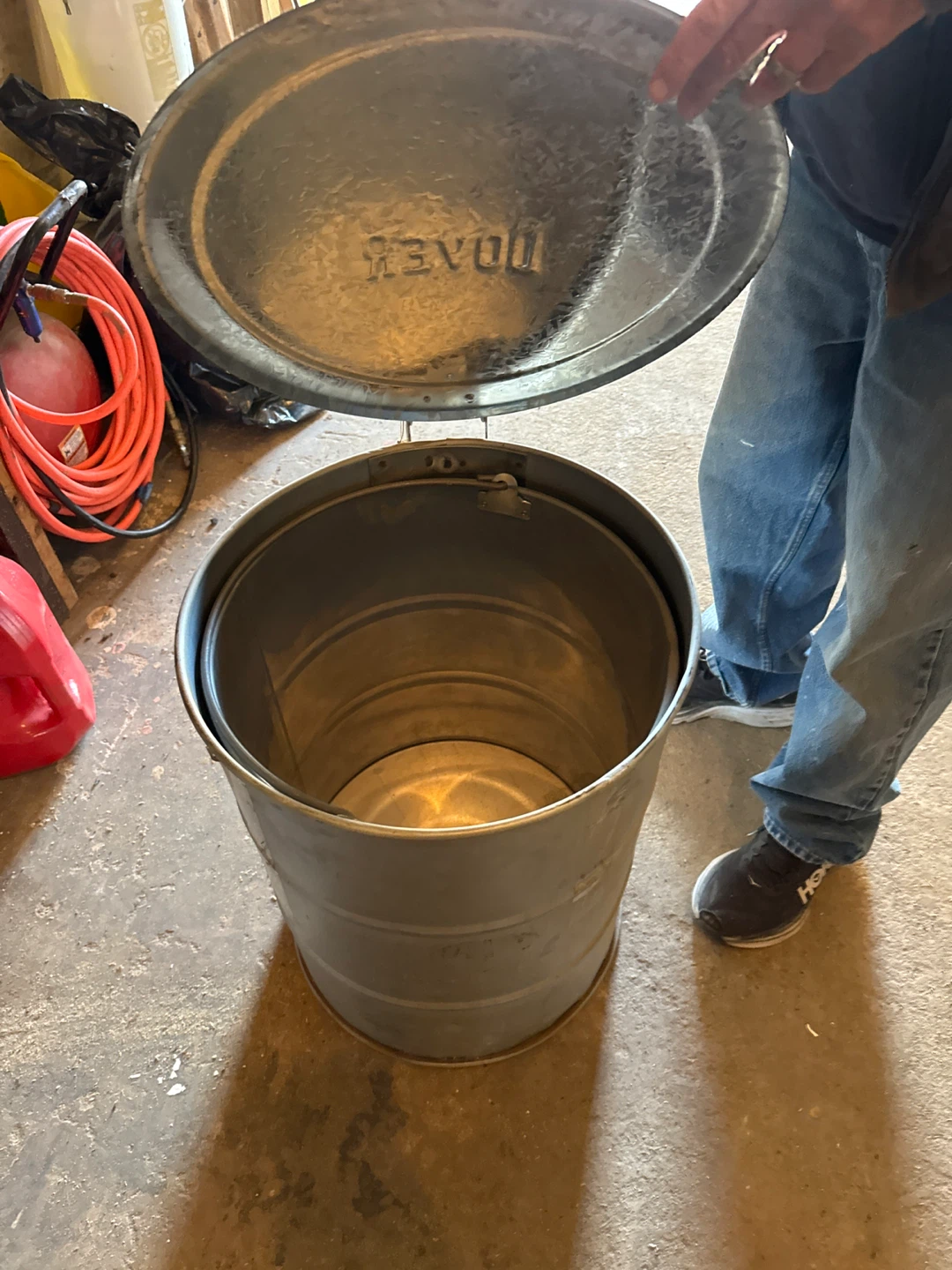 Vintage Galvanized Steel Trash Can