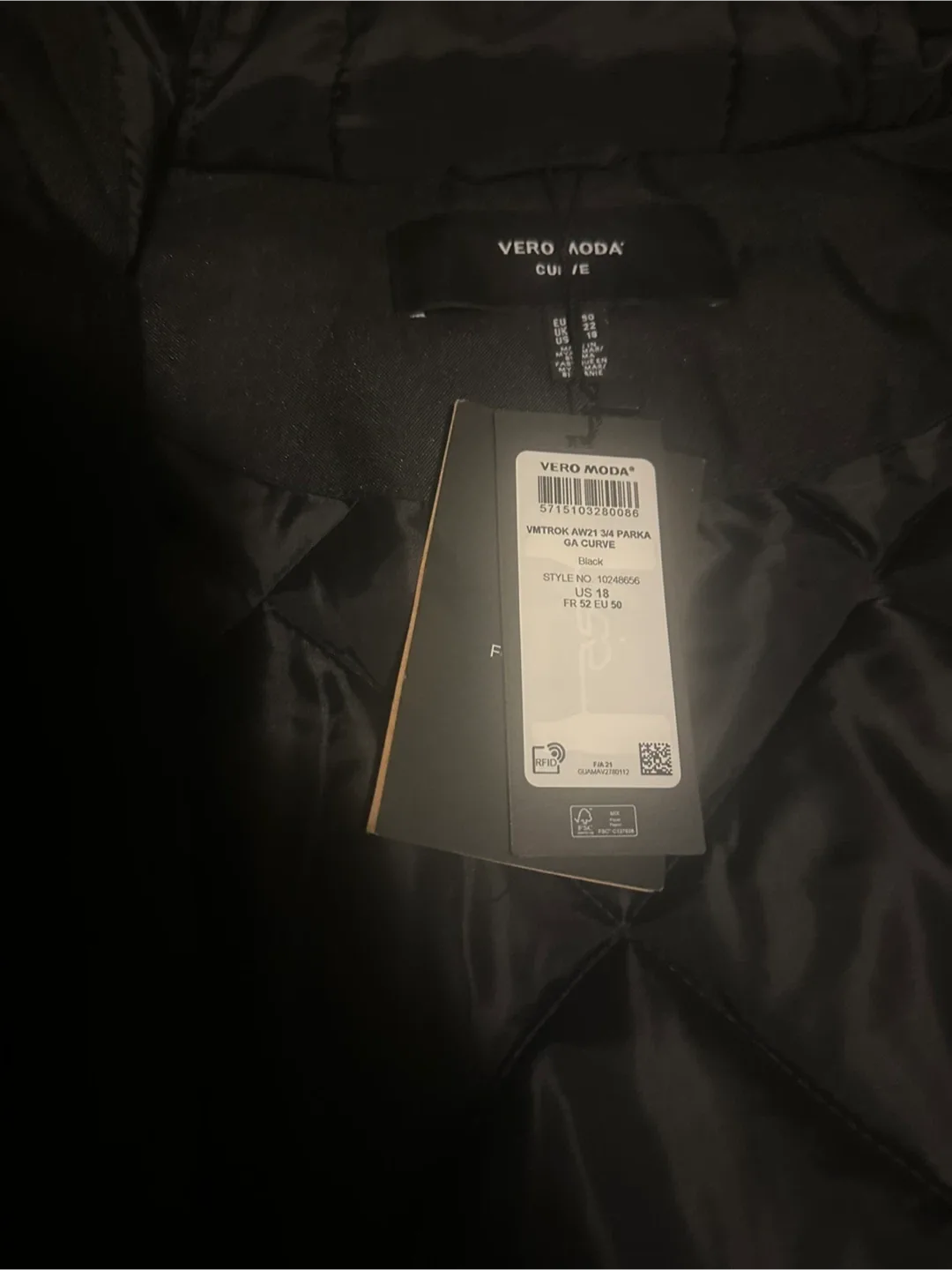Vero Moda Black Parka - Size US 18