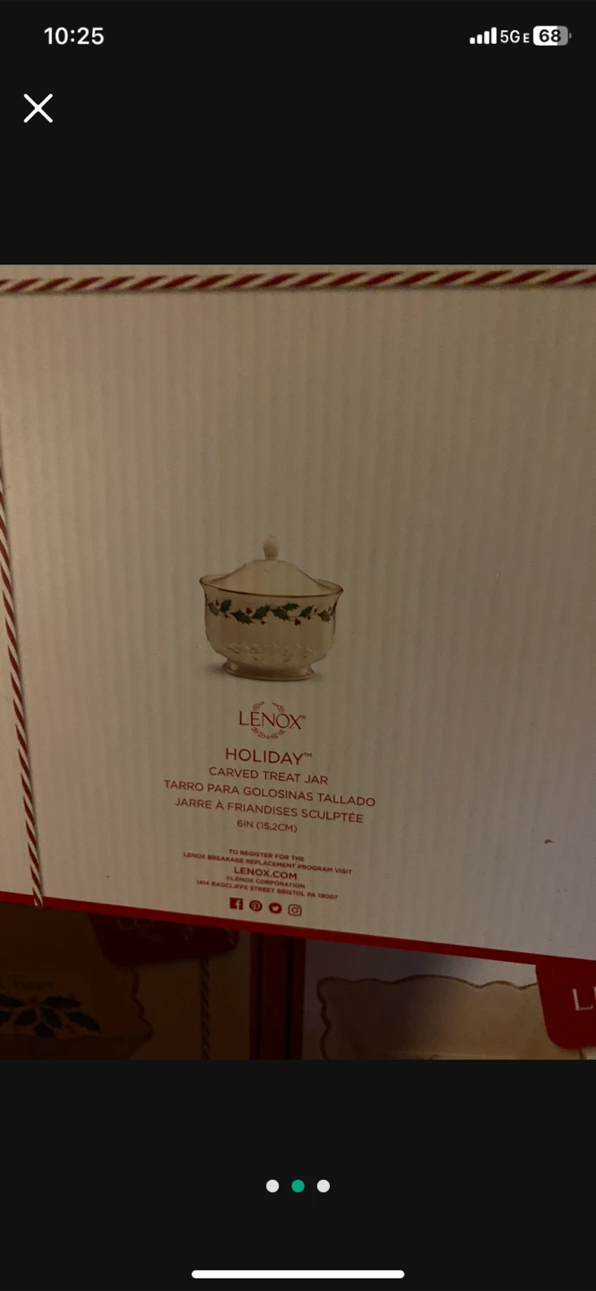 Lenox Holiday Carved Treat Jar, New in Box! - photo 3