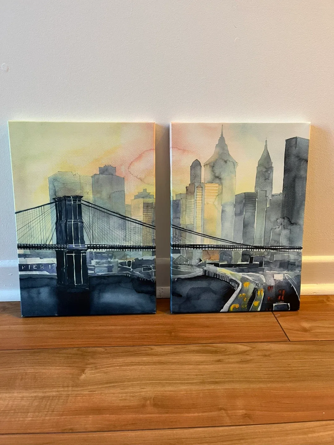 Brooklyn Bridge Canvas Wall Art - Set of 2
