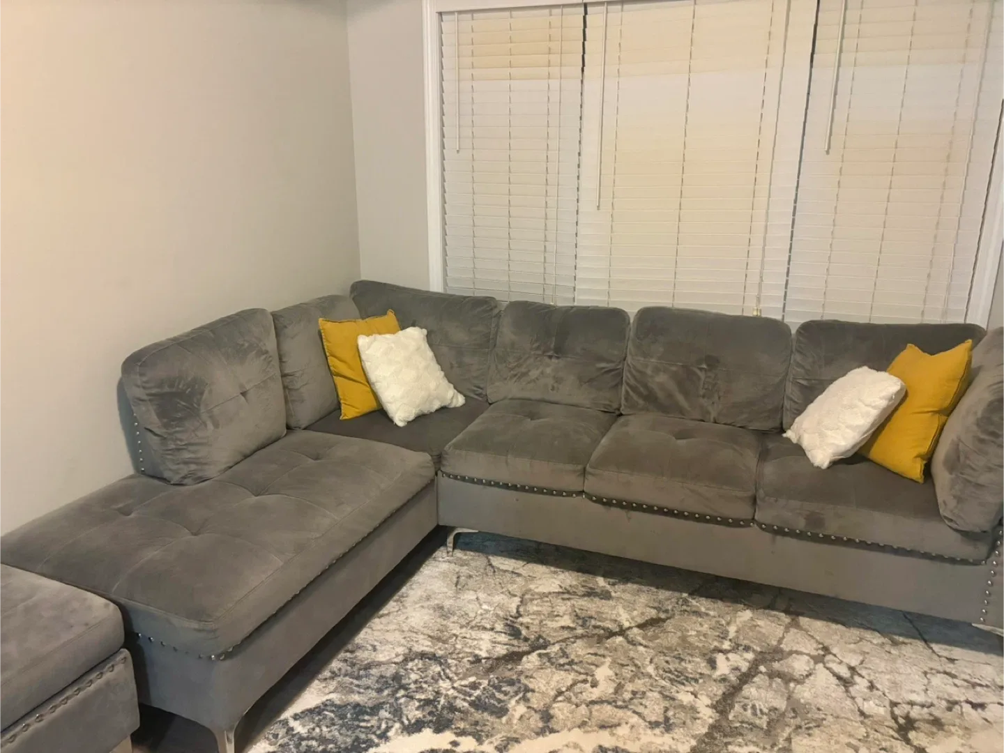 Grey Velvet Sectional Sofa