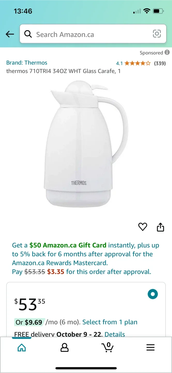 Black Thermos 710TRI4 34oz Carafe