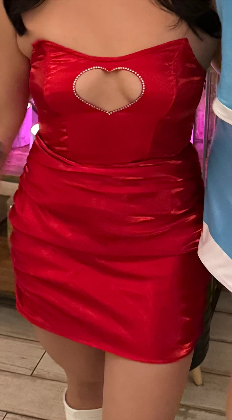 Red Mini Dress with Heart Cutout - S - photo 2