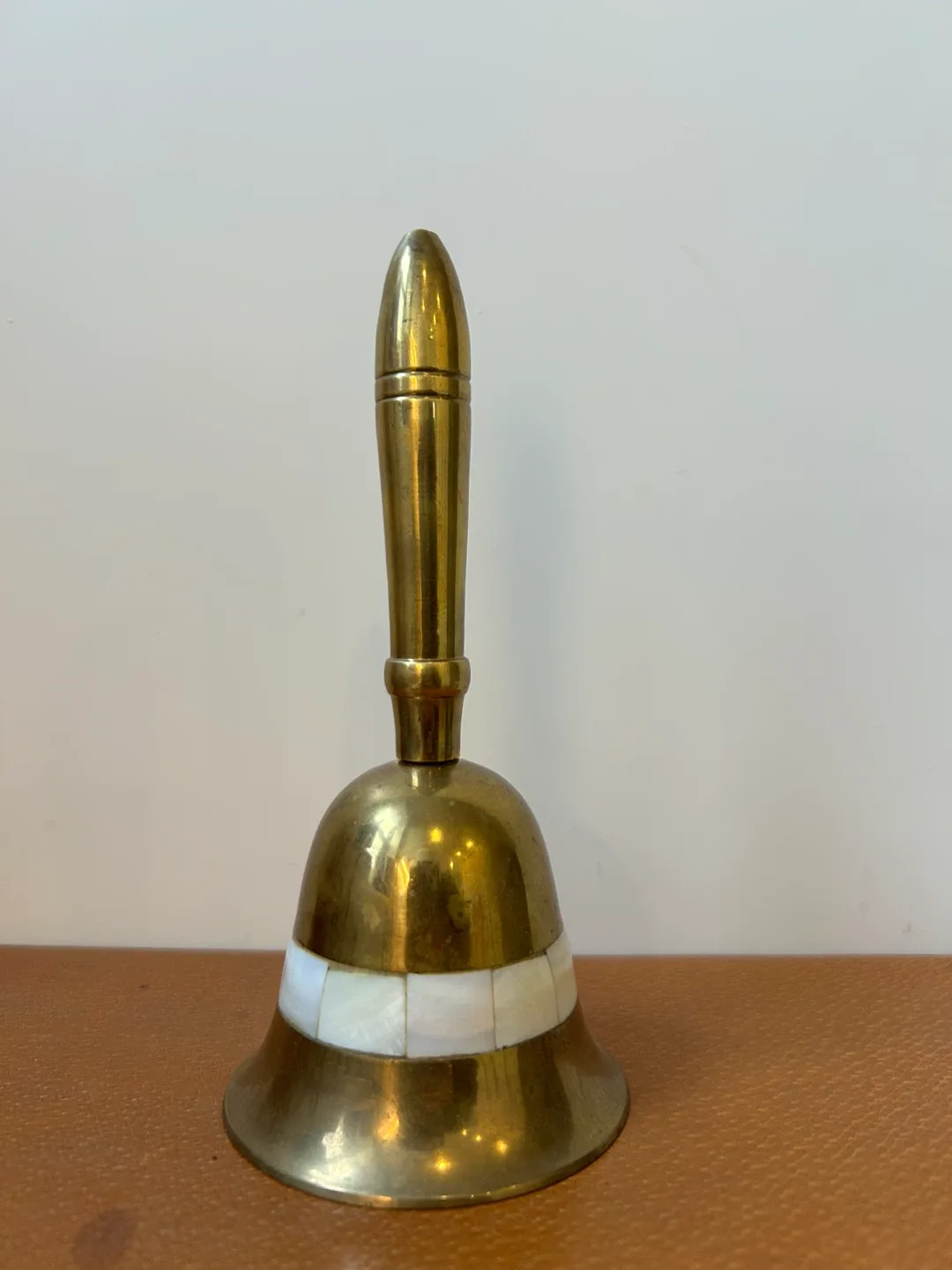 Brass Hand Bell with Mother of Pearl Inlay
