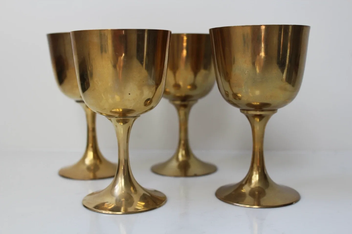 Vintage Brass Goblets - Set of 4
