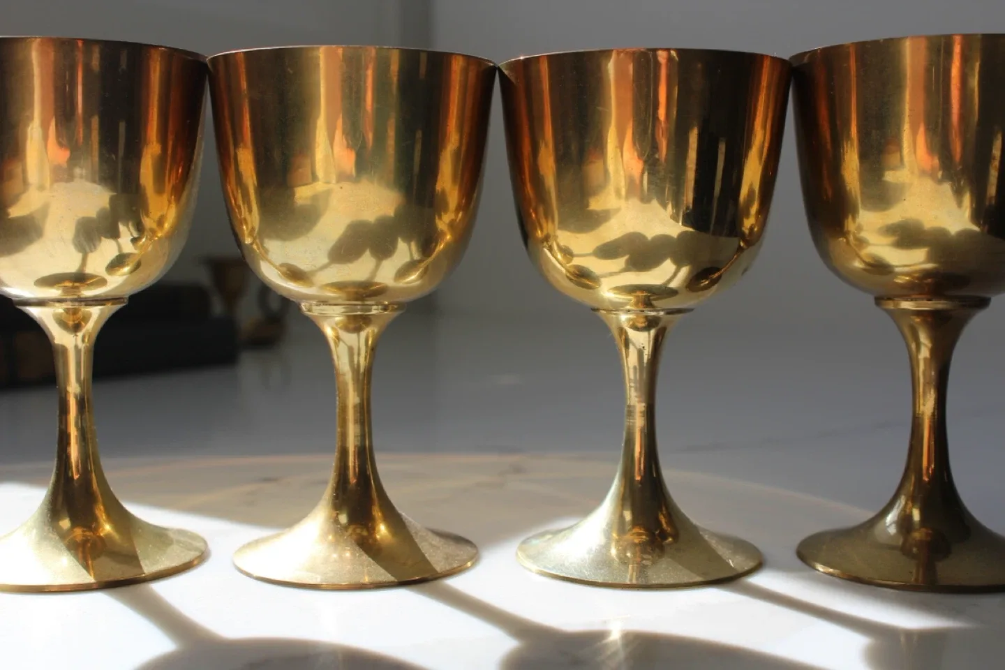 Vintage Brass Goblets - Set of 4 image indicator(3)