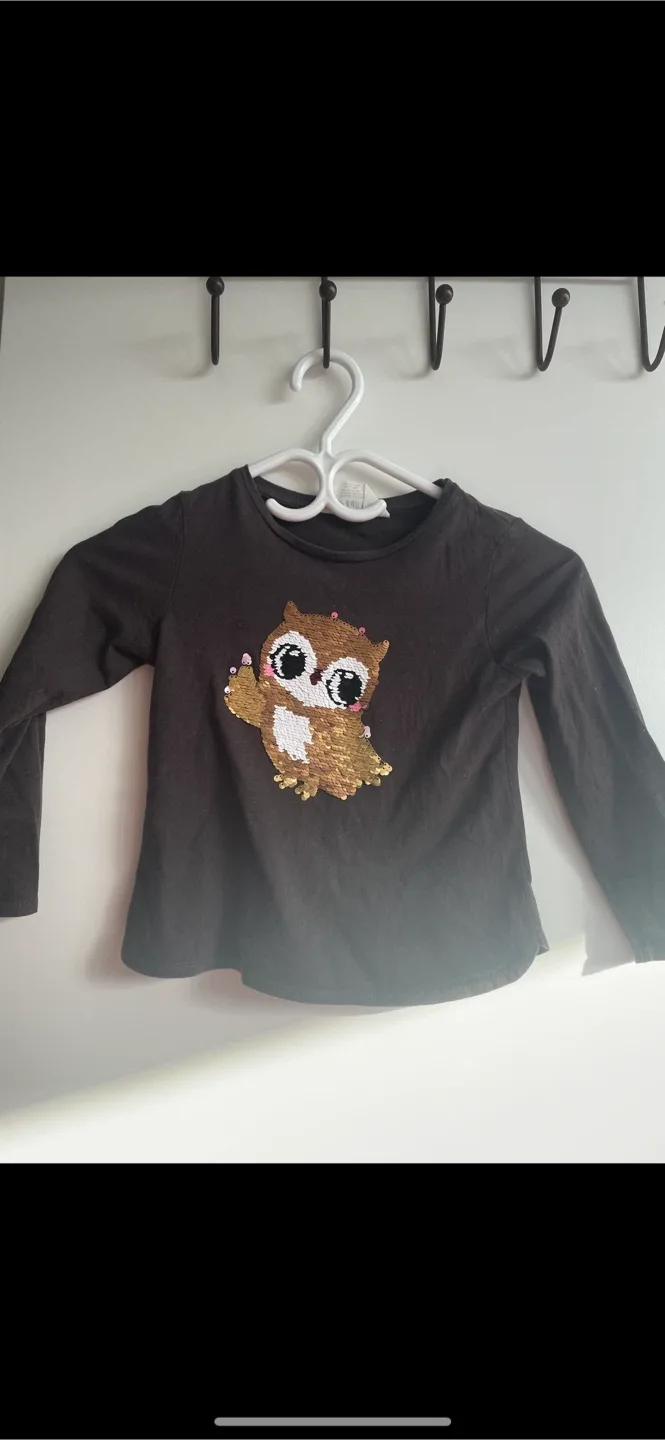 5-6T H&M Kids Owl Sequin Shirt