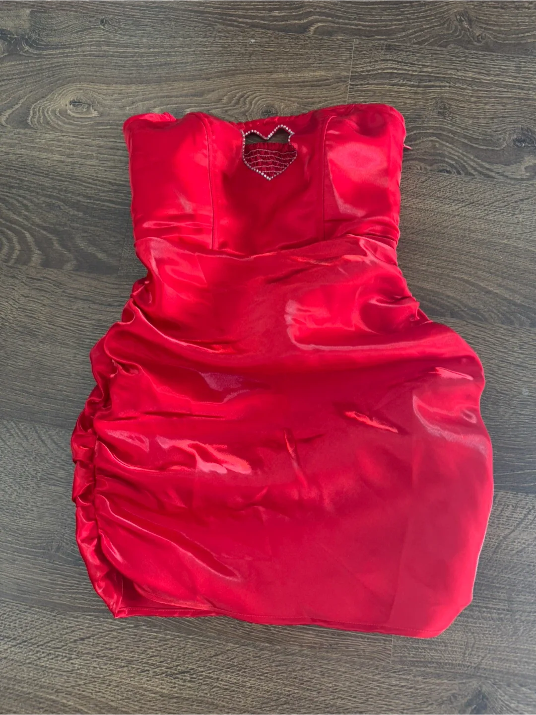 Red Mini Dress with Heart Cutout - S