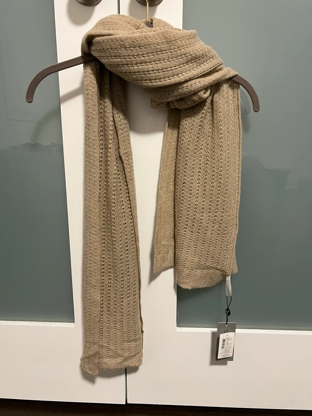 Pointelle Wrap Beige Scarf