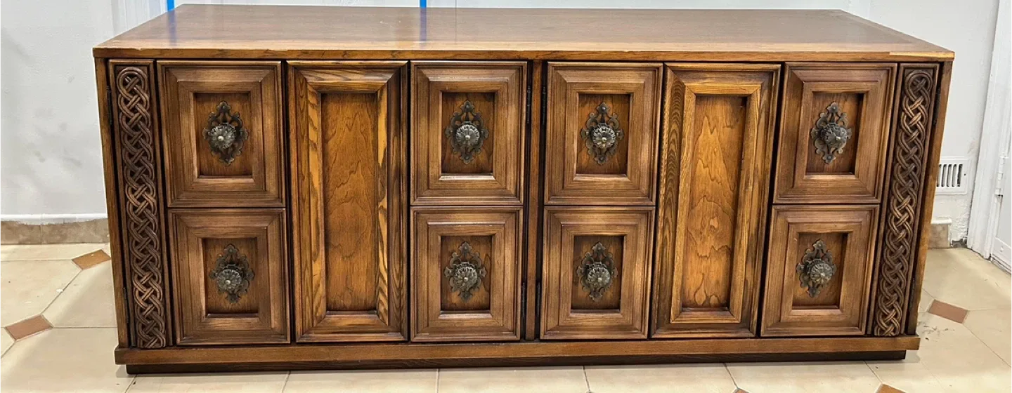 Black Friday Sale BOLD 70s Spanish Revival Credenza Solid Wood