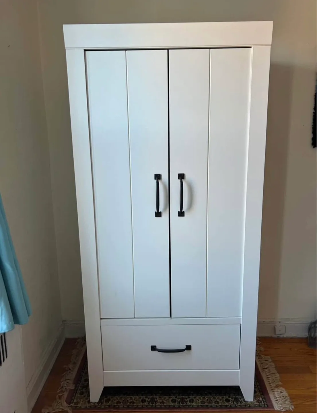 White Wardrobe with Hanging Rack