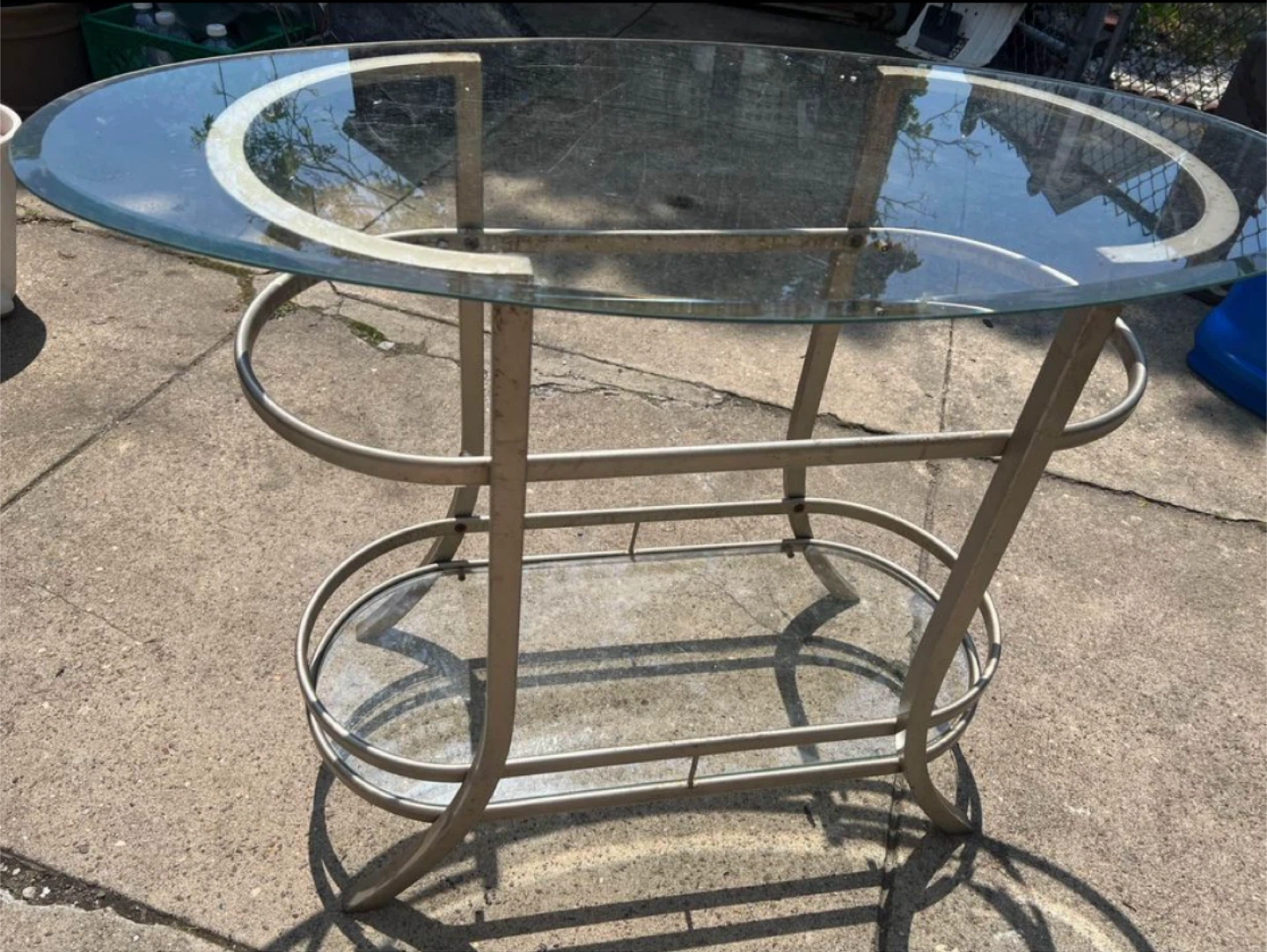 Glass Top Oval Side Table - photo 4