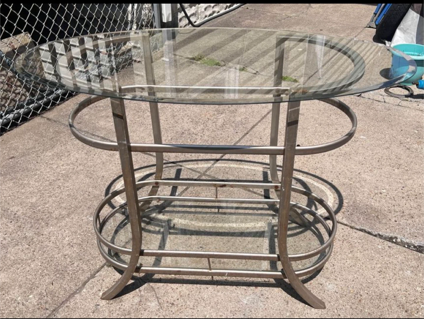 Glass Top Oval Side Table