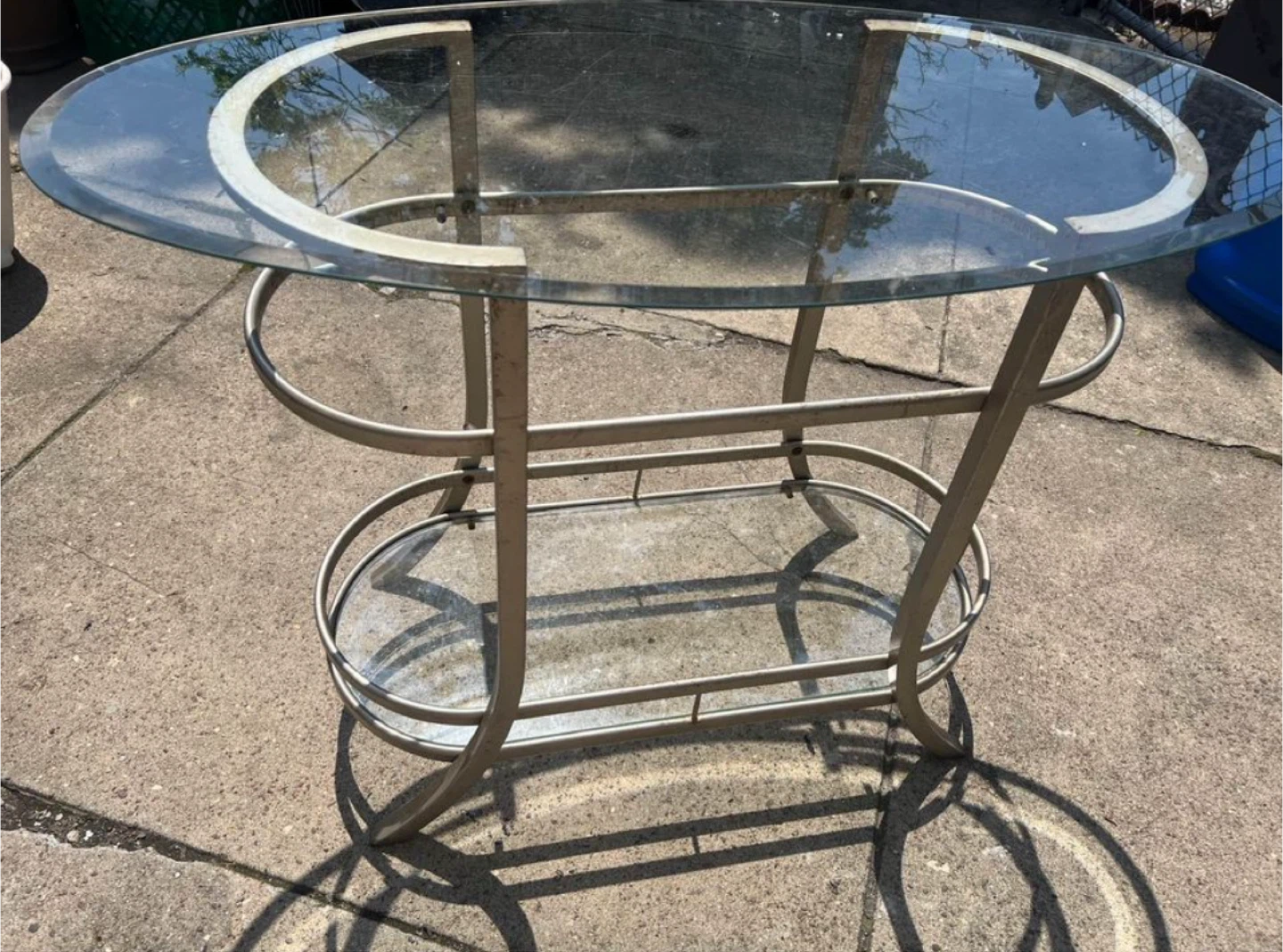 Glass Top Oval Side Table - photo 3