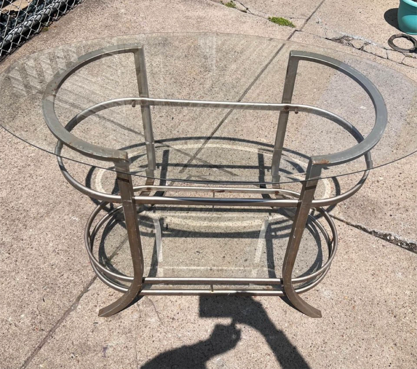 Glass Top Oval Side Table - photo 2