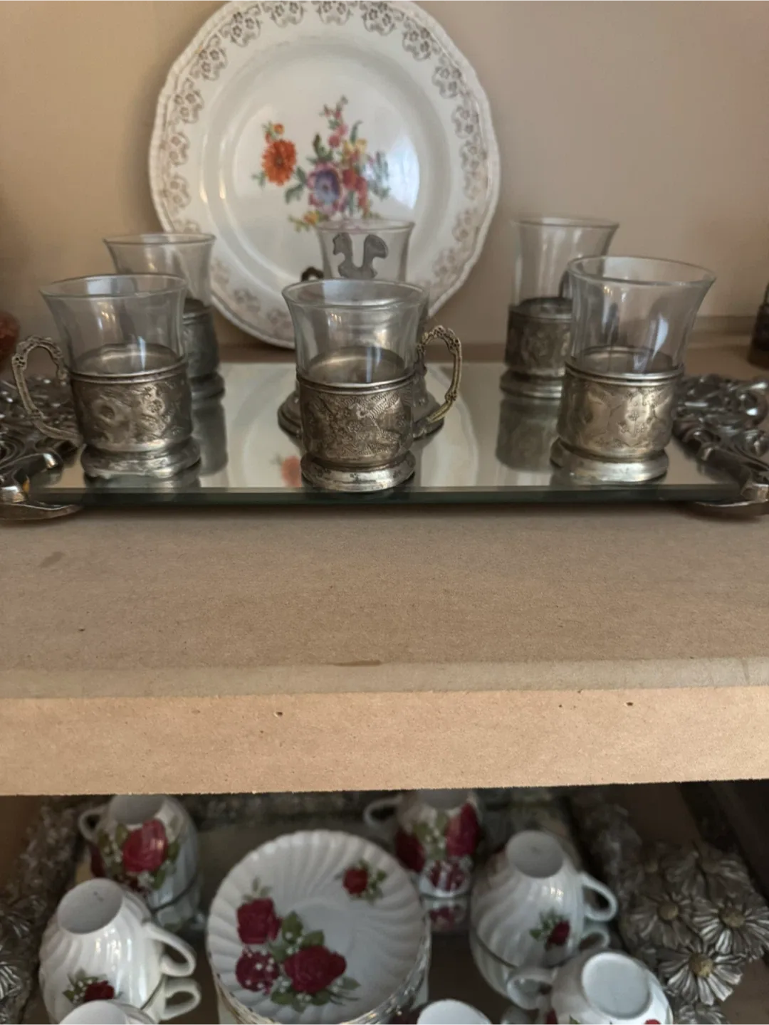Vintage Tea Set with Silver Holders image indicator(2)