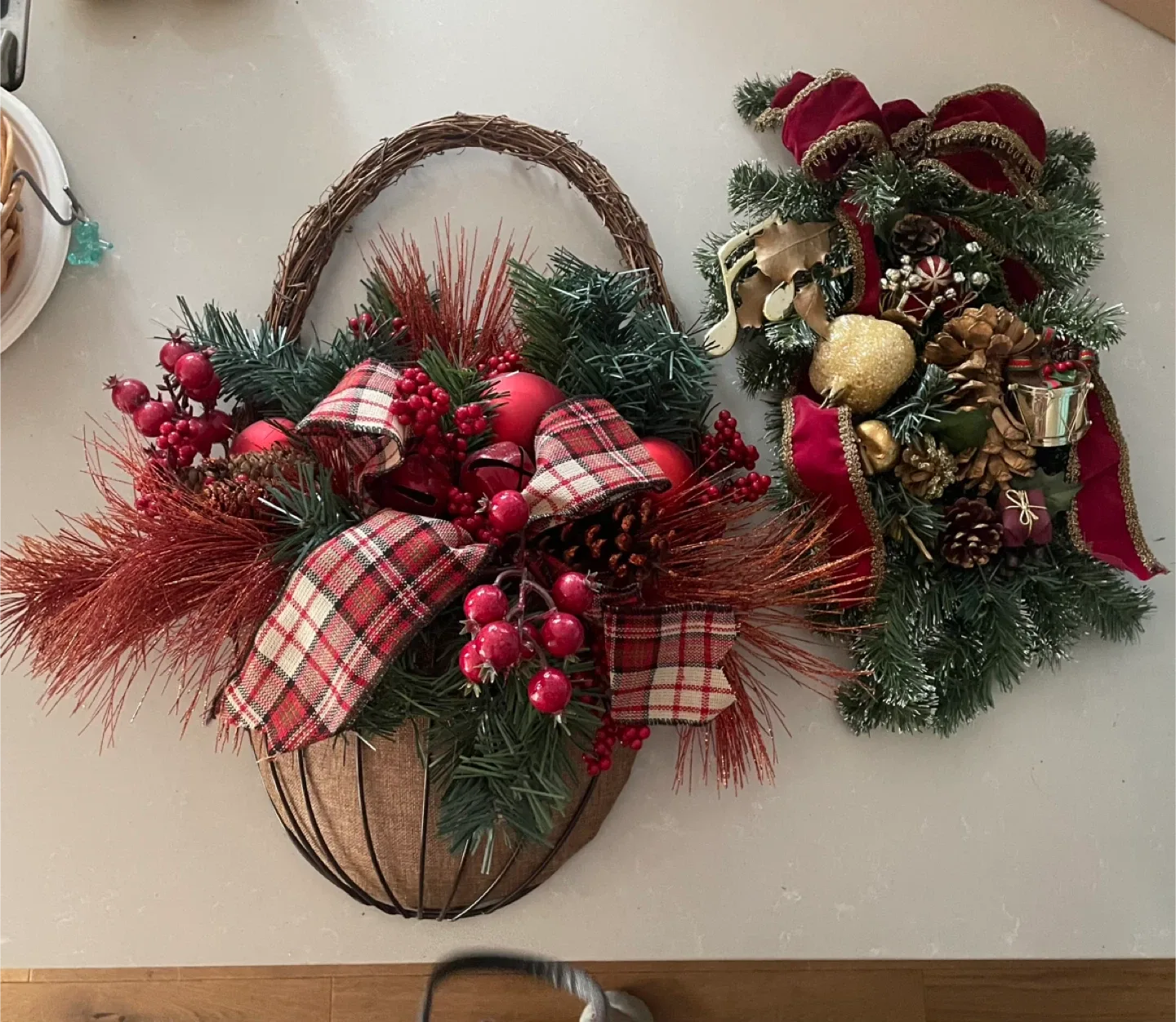 Christmas Floral Basket  & Wall Hanging Decor