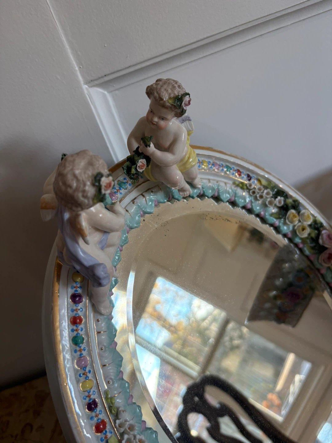 Vintage Floral Porcelain Mirror & Bowl Set - photo 3