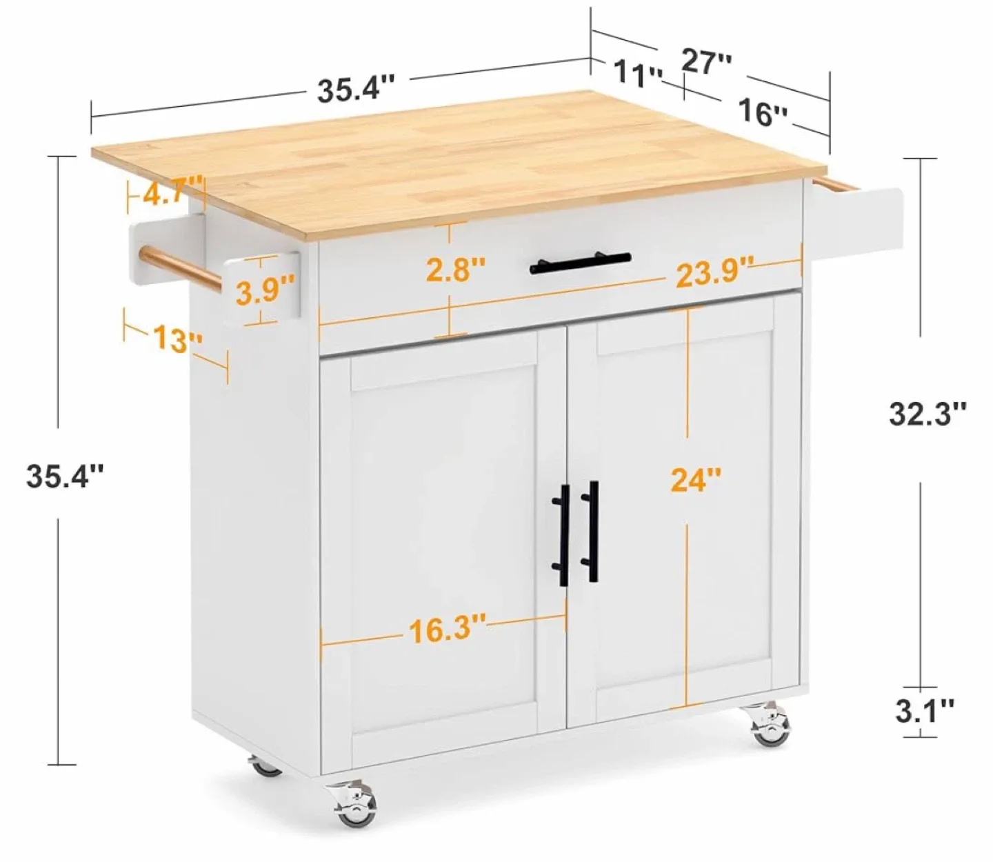 Kitchen Island Cart - White & Wood image indicator(8)